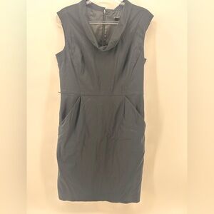 ANN TAYLOR Petite Shift Dress In Black LBD Little Black Dress sz 8P Missing Belt